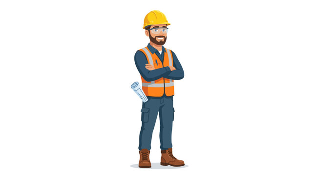 Man wearing safety gear standing confidently.