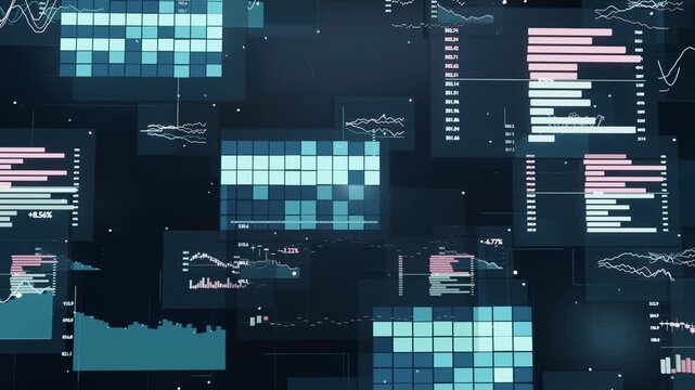 Receiving data feed, dashboard cluster updating and animating in analytics data wall, with heatmaps