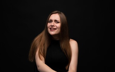Naklejka premium Woman expressing strong disgust or disbelief with a grimace, having a skeptical and adverse facial expression
