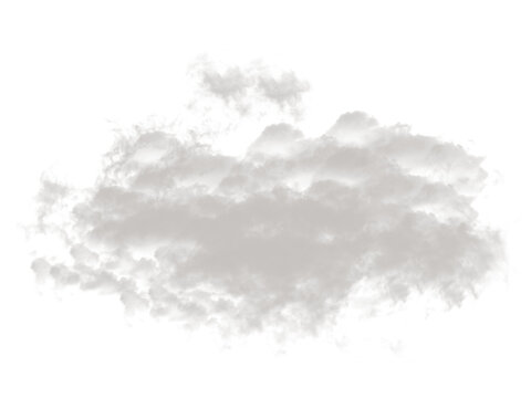 Fluffy White Cloud Icon Shape, Cute Cartoon Style Cumulus Cloud Isolated on Transparent Background (PNG)