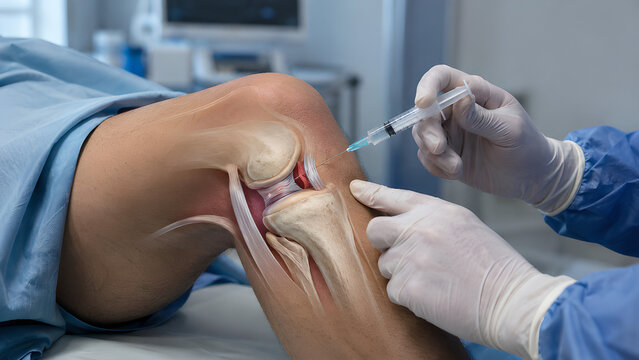 Knee PCL injury clinical procedure concept showing posterior tibial translation, photorealistic anatomical overlay during orthopedic assessment for medical education and clinic patient communication