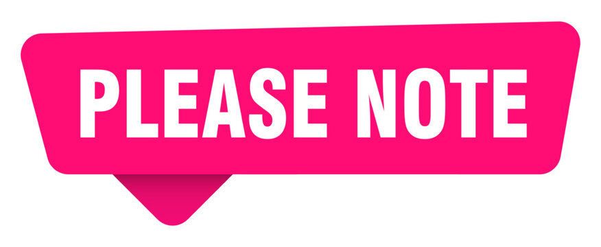 please note magenta sticker isolated on transpatent background. please note sign