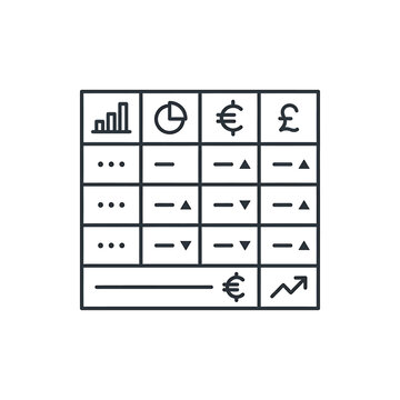 Financial Data Table with Currency Symbols and Charts