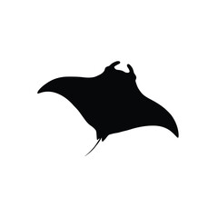Manta Ray Silhouette Against White Background Minimalist Marine Illustration © MDLIMON