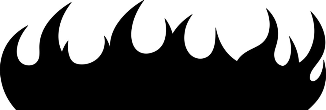 Black silhouette of a roaring fire with flickering flames, symbolizing heat and energy