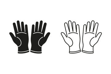 Fototapeta premium Pair of hands wearing gloves, shown in solid black and outline styles