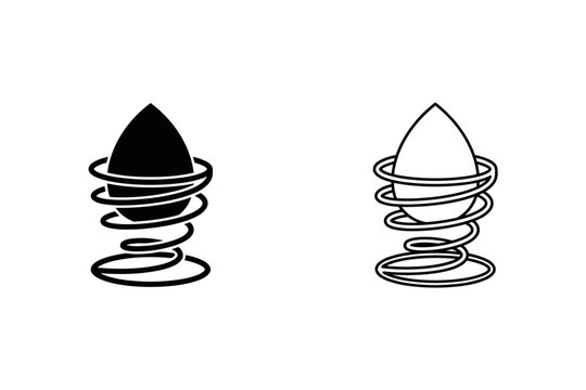 Abstract symbol of a seed or egg shape on a coiled spring