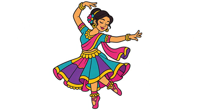 Young Indian Woman in Traditional Dance.