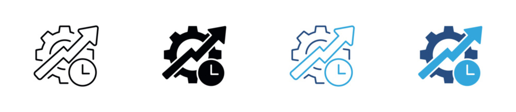 Efficiency Icon Set. Process Optimization, Productivity Improvement and Performance Management Symbols. Vector Illustration.
