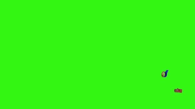 Various plumber tools and supplies falling against a bright green background