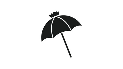 Black Beach Umbrella Silhouette With Crown Detail Minimalist Design Silhouette © Ambiya