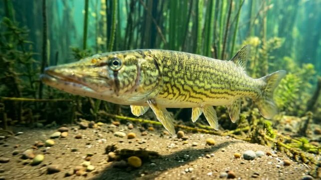 chain pickerel fish underwater close up in everglades national park florida usa