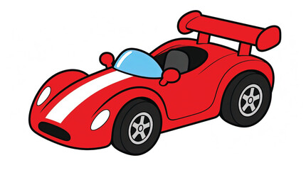 Naklejka premium Red cartoon racing car speeding fast.