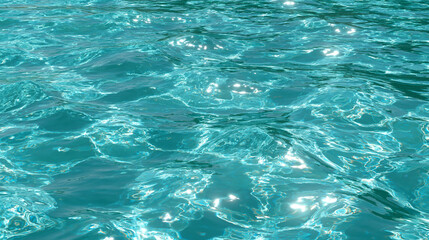 Fototapeta premium Clear blue water surface texture with sun reflections and ripples