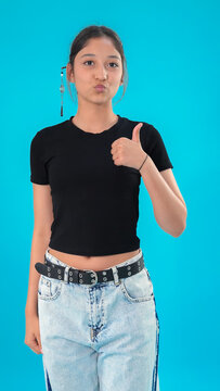 Young woman portrait posing in studio