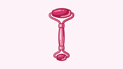 Illustration of a pink facial jade roller for skincare and beauty massage © FarCorner