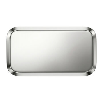 Empty silver rectangular tray isolated on transparent background