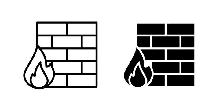 Network Firewall Icon for threat prevention cyber defense and secure network management use in UI UX websites apps and systems Vector illustration with stroke and fill on a white background.