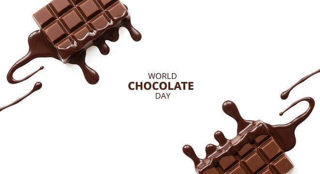 World chocolate day celebration with melting chocolate bars