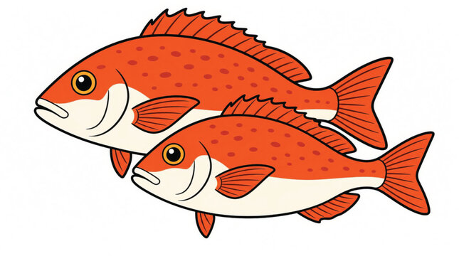 Two Orange Fish Swimming Together.