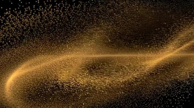 Wavy golden glitter particle flow gif background