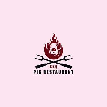 pig pork restaurant logo design vector format