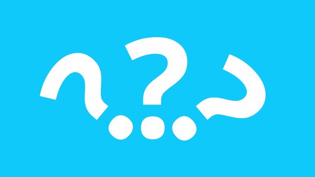 Three white question marks take centre stage in this clean, minimalist animation, perfectly capturing the essence of a query, doubt, or problem-solving session. Designed against solid blue background