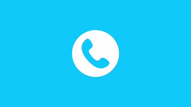 Vibrating phone icon animation representing incoming call on blue background