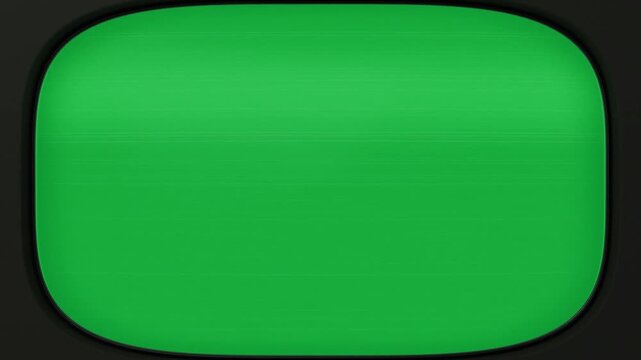 CRT screen starting thin green line widening into pulsing glow flashing white resetting transparent