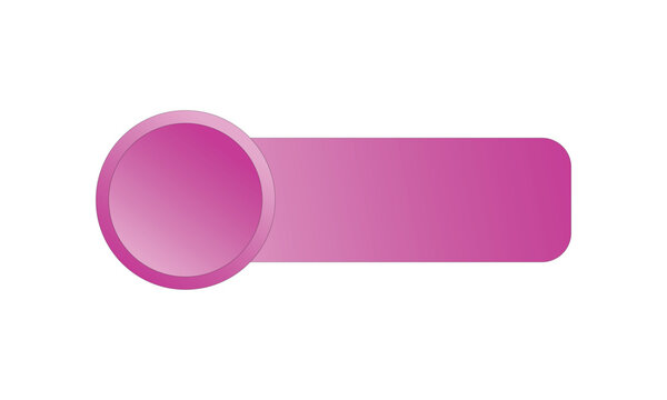 Purple circular button with a rectangular banner attached, modern ui element for web design, glossy interface component for navigation or call to action