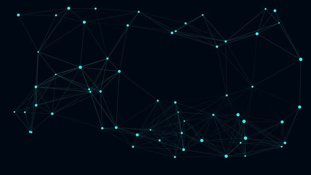 Digital network connection background, abstract plexus lines and dots, technology data science concept, futuristic cyber communication animation