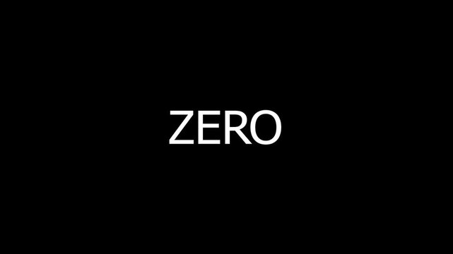 abstract motion design of ZERO  text on Black Background, Text animation video.