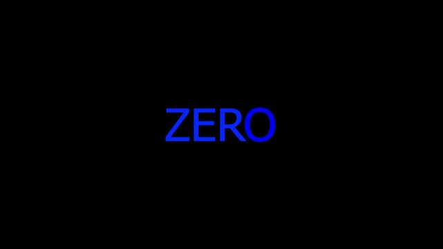 abstract motion design of ZERO  text on Black Background, Text animation video.