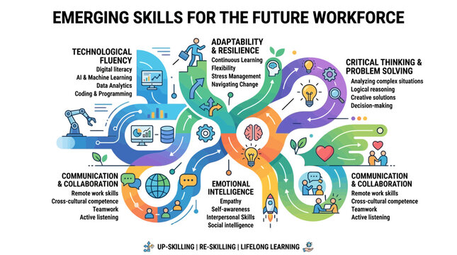 Infographic of emerging skills for the future workforce and career development