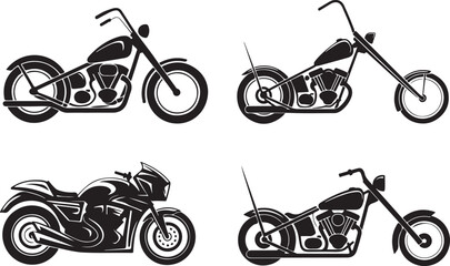 motorcycle vector chopper sportbike black and white illustration © AIcon Vector