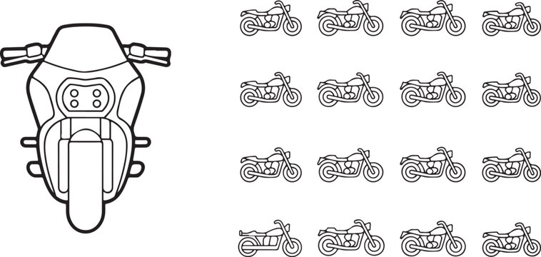 motorcycle front outline plus side profile variations grid