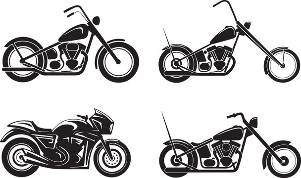 motorcycle vector chopper sportbike black and white illustration