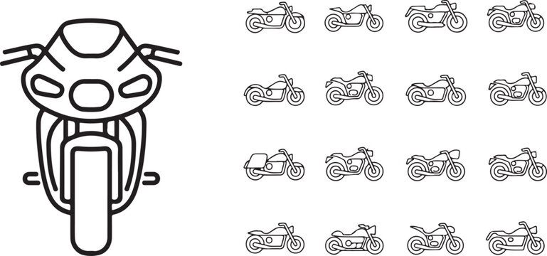 motorcycle front and side silhouette comparison set
