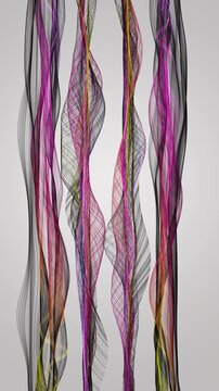 Fantastic vertical video animation with particle wave object in slow motion, 2304x4096 loop 4K