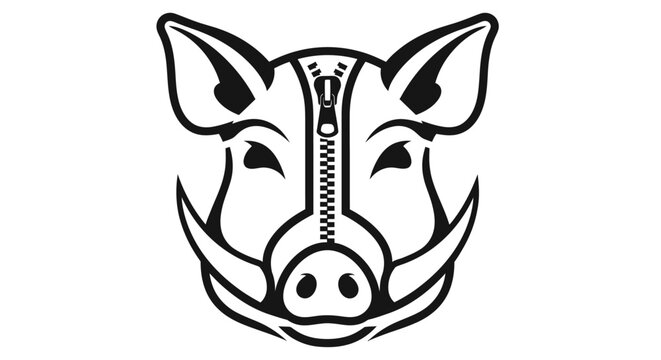 Pig head with zipper logo design.