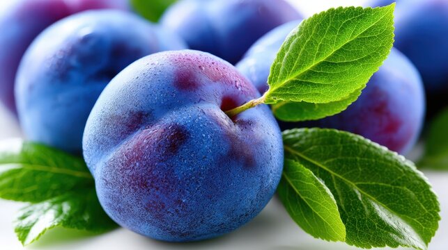 Ripe plums gleam with deep purple hue