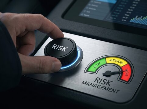 Hand adjusting a risk management control knob to high level