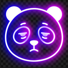 Neon Panda Face Icon Glowing Blue and Purple Vector Illustration © Lima Gayen