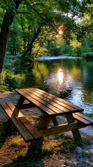Fototapeta premium Sunlight glints off calm river water