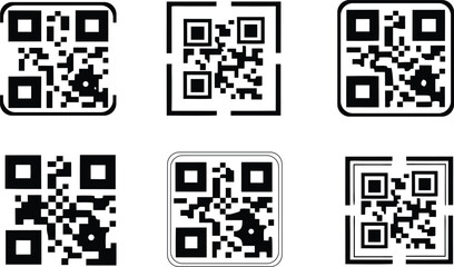 Fototapeta premium QR code icon bundle with various border frames isolated on white background for digital scanning and payment apps