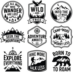 Fototapeta premium Outdoor Adventure Badge Bundle for Hiking Camping and Wilderness Branding