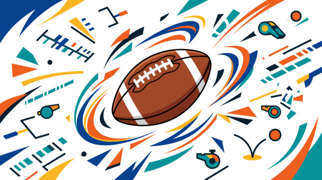 American Football Game Concept with Dynamic Abstract Elements and Whistles