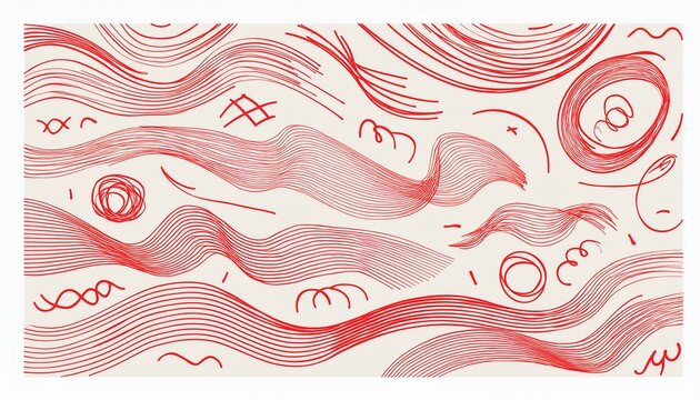 red underlines marker lines and squiggles hand drawn swooshes waves circles boxes