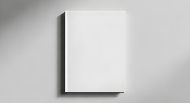 Blank white book mockup on gray background for design presentation