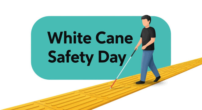 White cane safety day illustration